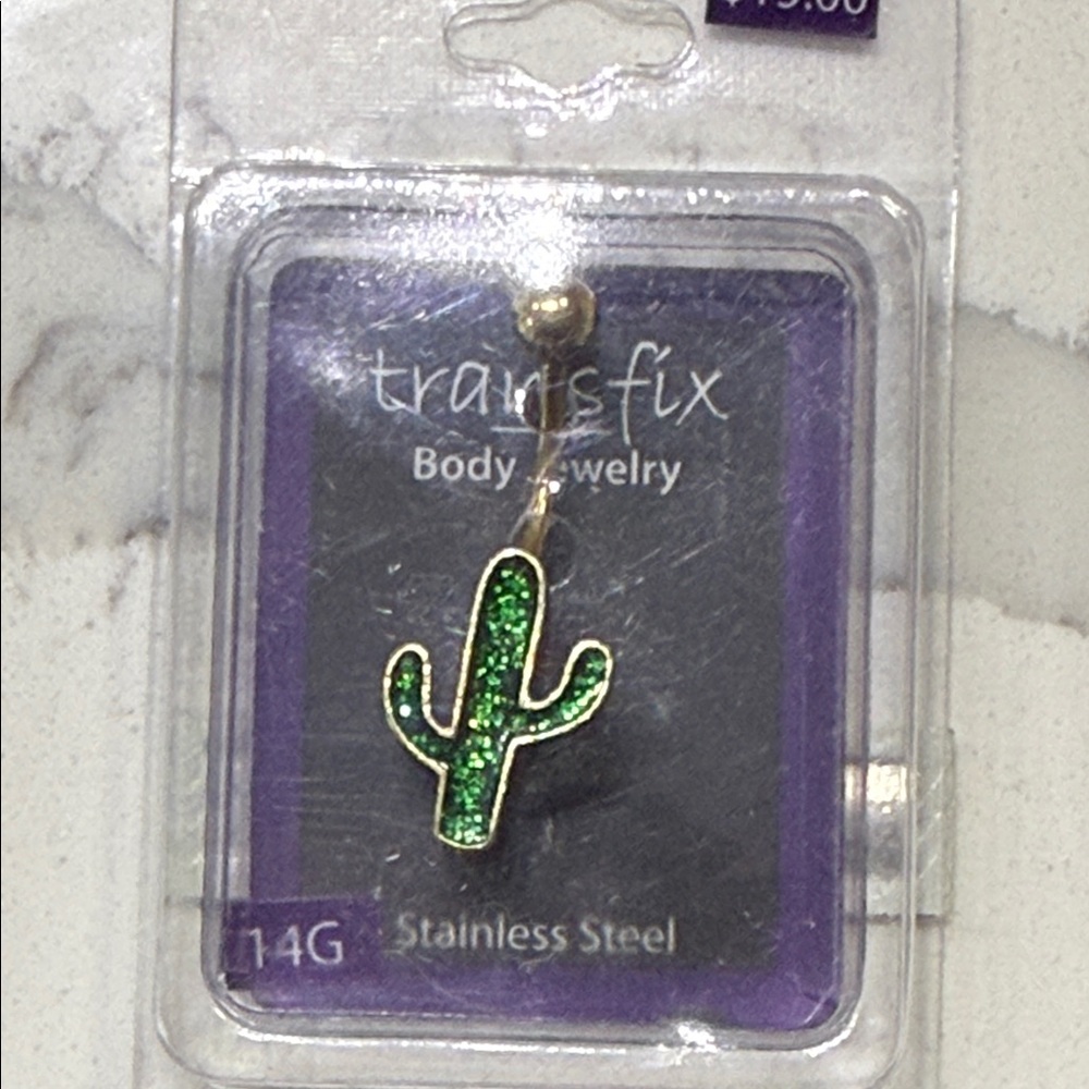 Green Glitter Cactus Body Jewelry